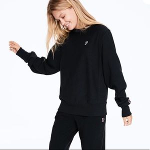 PINK COLLEGE CREW sweatshirt, Black, Small, NEW